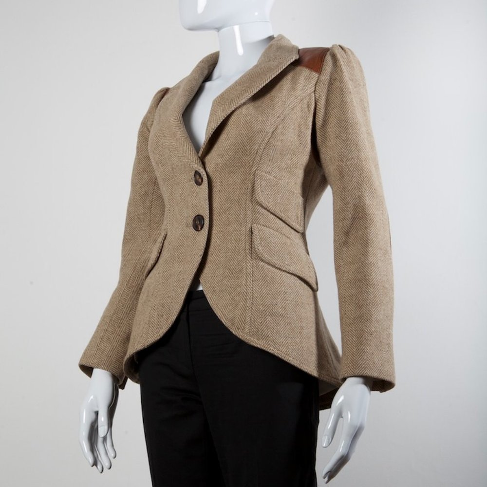 SMYTHE Tweed Equestrian Jacket with Puff Sleeves